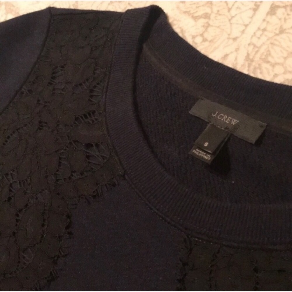 J. Crew lace panel trim crewneck sweatshirt - Picture 7 of 8